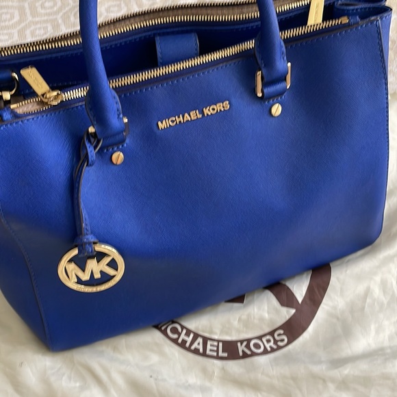 MICHAEL KORS SUTTON SAFFIANO LEATHER LARGE SATCHEL (Sapphire Blue) - Picture 9 of 9